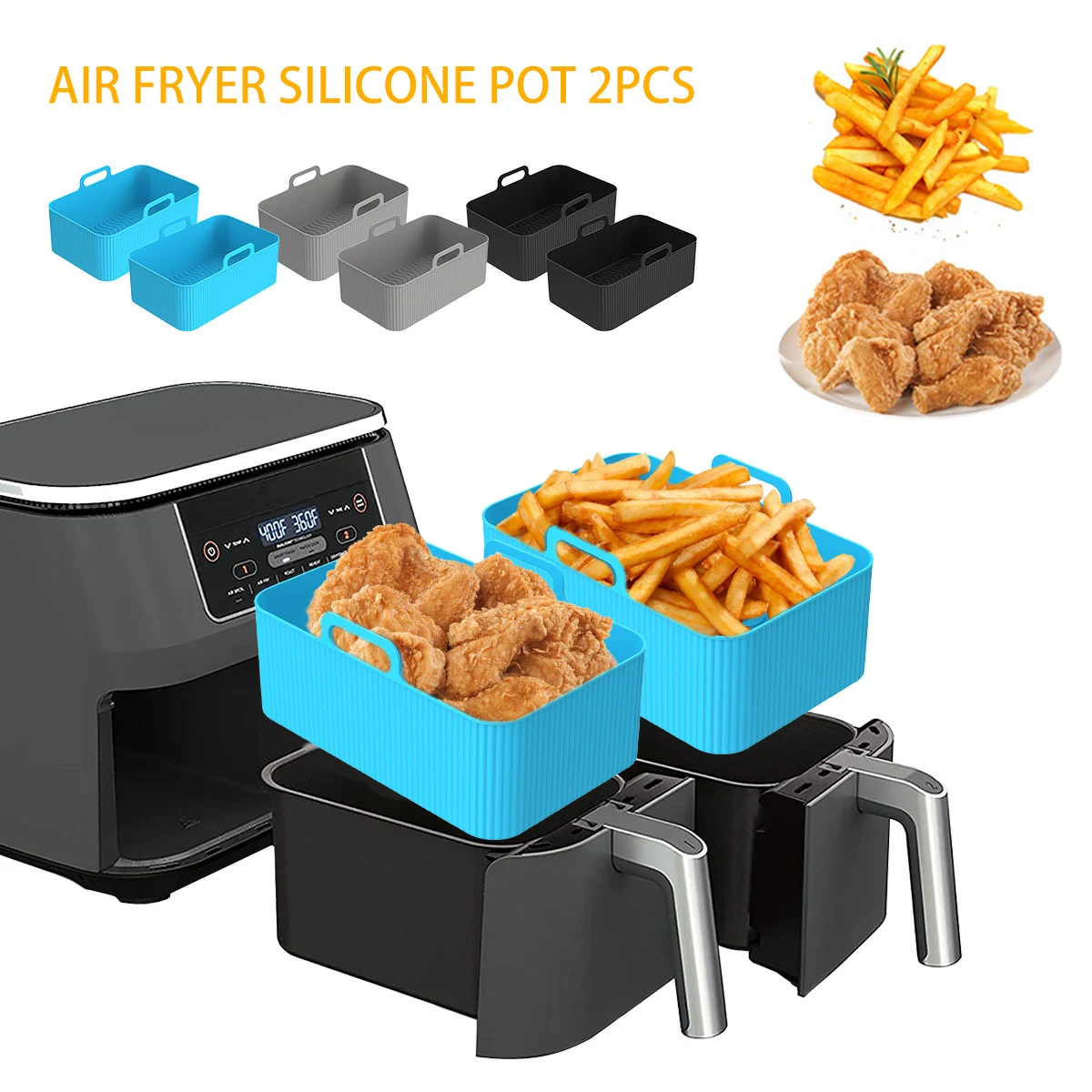 2Pcs Air Fryer Silicone Liner  - Air Fryer Silicone Pot Liner recension och pris